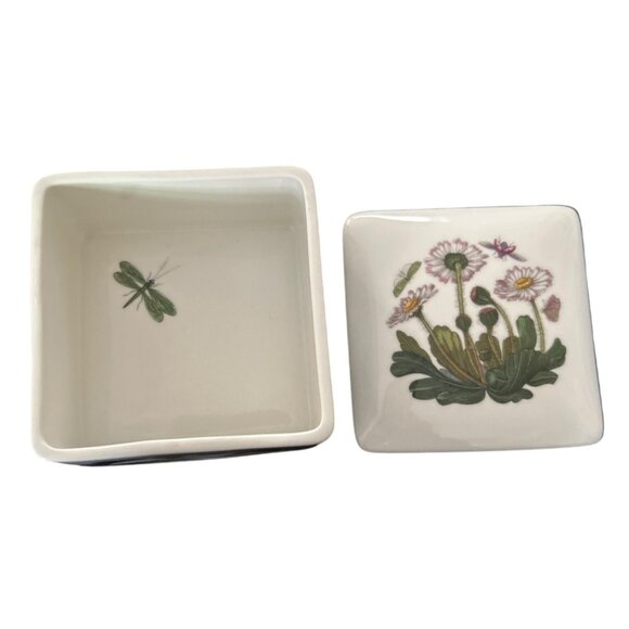 Portmeirion Botanic Garden Square Ceramic Trinket Box With Lid - Picture 2 of 9